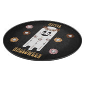 ヒッパイハロウィーンかわいい幽霊とスカルの花 カッティングボード (角)