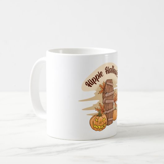 ヒッパイハロウィーンかわいい幽霊面白いハロウィーングルービー コーヒーマグカップ (正面左)