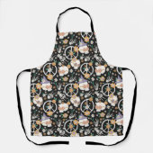 ヒッパイハロウィーンスカルと花のパターン エプロン (正面)