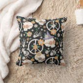 ヒッパイハロウィーンスカルと花のパターン クッション (ブランケット)