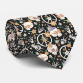 ヒッパイハロウィーンスカルと花のパターン ネクタイ (ロール)