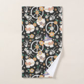 ヒッパイハロウィーンスカルと花のパターン バスタオルセット (ハンドタオル)
