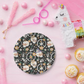 ヒッパイハロウィーンスカルと花のパターン ペーパープレート (パーティー)