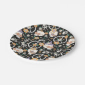 ヒッパイハロウィーンスカルと花のパターン ペーパープレート (アングル)