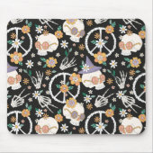 ヒッパイハロウィーンスカルと花のパターン マウスパッド (正面)