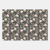 ヒッパイハロウィーンスカルと花のパターン ラッピングペーパーシート (正面3)