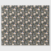 ヒッパイハロウィーンスカルと花のパターン ラッピングペーパー (フラット)