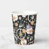 ヒッパイハロウィーンスカルと花のパターン 紙コップ (左)