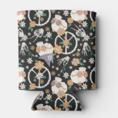 ヒッパイハロウィーンスカルと花のパターン 缶クーラー (裏面)