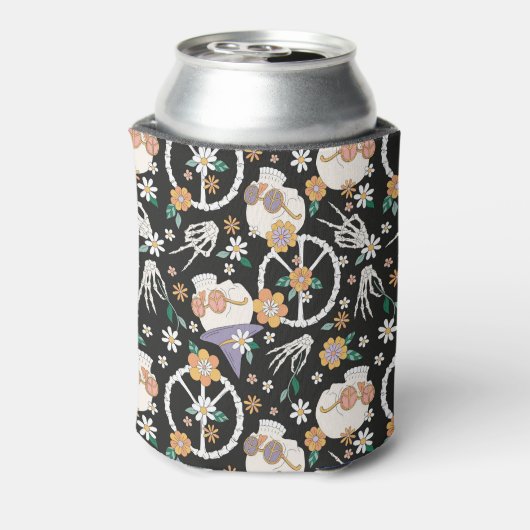 ヒッパイハロウィーンスカルと花のパターン 缶クーラー (缶裏面)
