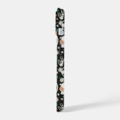 ヒッパイハロウィーンスカルと花のパターン iPhone 15ケース (左側面)