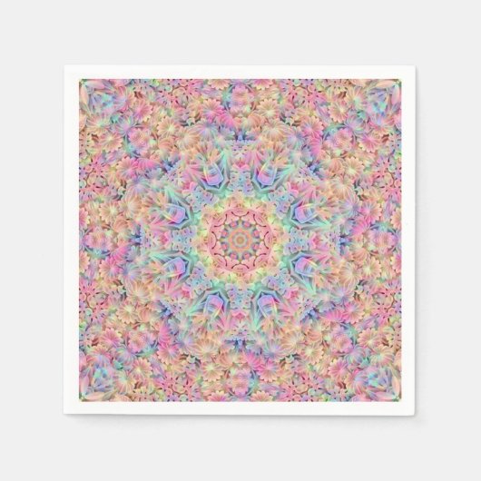 ヒッパイパステルカラーズヴィンテージフラクタル万華鏡のように千変万化するパターン スタンダードカクテルナプキン (正面)