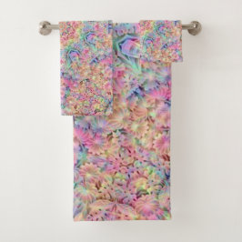 ヒッパイパステルカラーズヴィンテージフラクタル万華鏡のように千変万化するパターン バスタオルセット