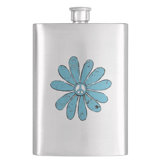 ヒッパイピースサインフラワーアクア動揺してルック フラスク (正面)