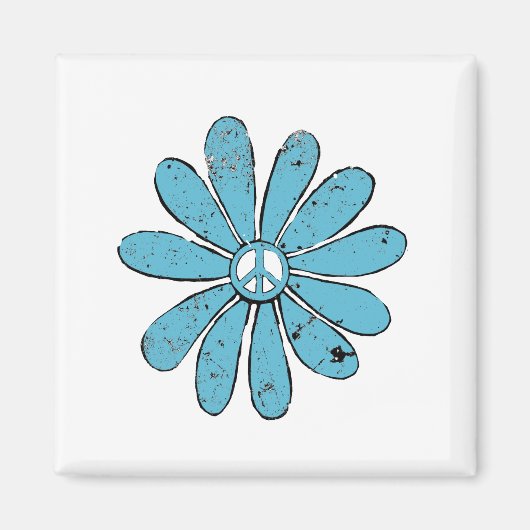 ヒッパイピースサインフラワーアクア動揺してルック マグネット (正面)