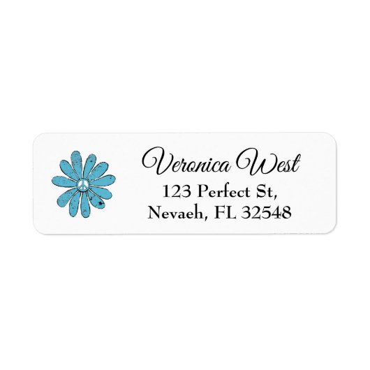 ヒッパイピースサインフラワーアクア動揺してルック ラベル (正面)