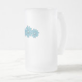 ヒッパイピースサインフラワーアクア フロストグラスビールジョッキ (正面右)