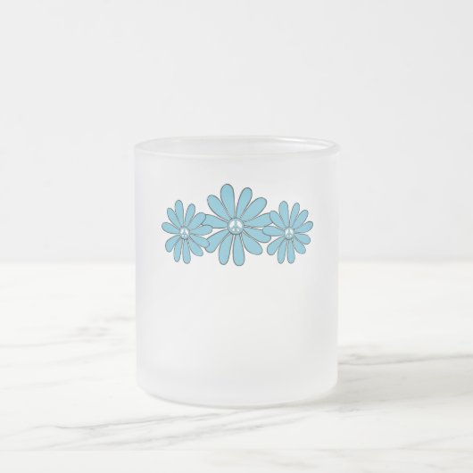 ヒッパイピースサインフラワーアクア フロストグラスマグカップ (中央)
