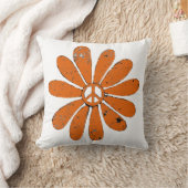 ヒッパイピースサインフラワーオレンジルッ動揺してク クッション (ブランケット)