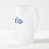 ヒッパイピースサインフラワーパワーアクアパープル フロストグラスビールジョッキ (正面右)
