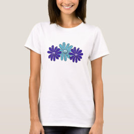 ヒッパイピースサインフラワーパワーアクアパープル Tシャツ