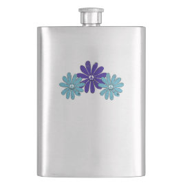 ヒッパイピースサインフラワーパワーパープルアクア フラスク