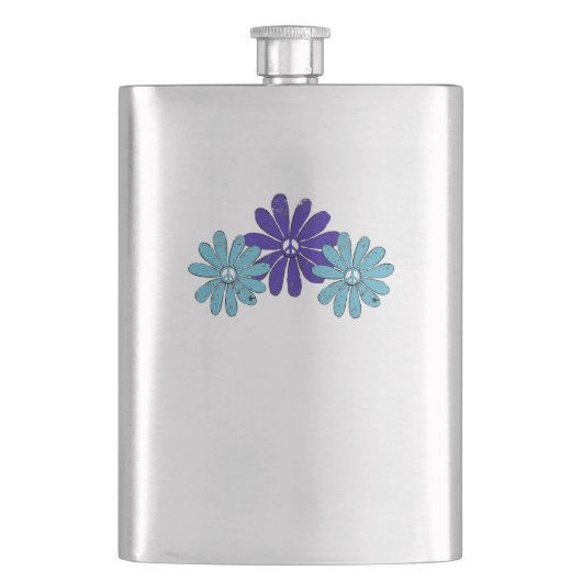 ヒッパイピースサインフラワーパワーパープルアクア フラスク (正面)