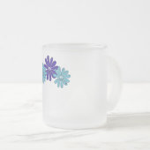 ヒッパイピースサインフラワーパワーパープルアクア フロストグラスマグカップ (正面右)