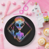 ヒッパイピースサイン宇宙ギフトエイリアン ペーパープレート (パーティー)