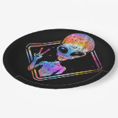 ヒッパイピースサイン宇宙ギフトエイリアン ペーパープレート (アングル)