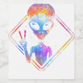 ヒッパイピースサイン宇宙ギフトエイリアン ワインラベル (シングルラベル)