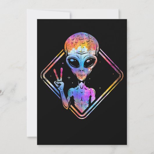 ヒッパイピースサイン宇宙ギフトエイリアン 招待状 (正面)