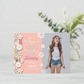 ヒッパイフラワーパワー70s 60s誕生日パーティー招待 招待状 (スタンド正面)