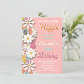 ヒッパイフラワーパワー70s 60s誕生日パーティー招待 招待状 (スタンド正面)