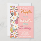 ヒッパイフラワーパワー70s 60s誕生日パーティー招待 招待状 (正面)