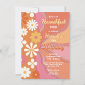 ヒッパイフラワーパワー70s 60s誕生日パーティー 招待状 (正面)