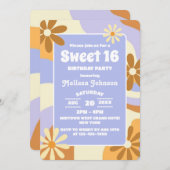 ヒッパイフラワーレトログルーヴィファンキースウィートカラフル16 招待状 (正面/裏面)