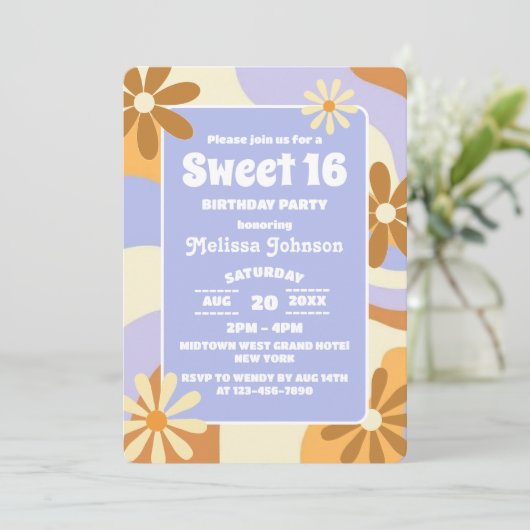 ヒッパイフラワーレトログルーヴィファンキースウィートカラフル16 招待状 (スタンド正面)