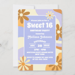 ヒッパイフラワーレトログルーヴィファンキースウィートカラフル16 招待状