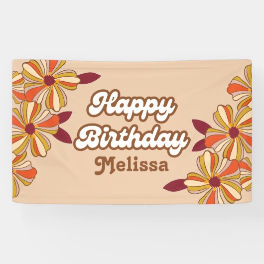 ヒッパイフラワーレトロ70s 30thバースデーバナー 横断幕 (横)