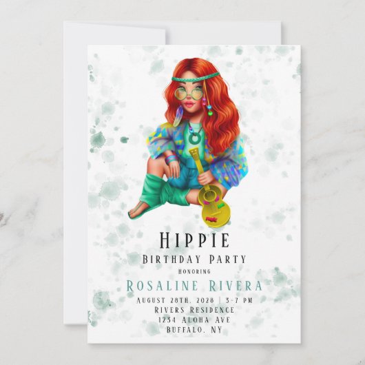 ヒッパイプレティーンガールバースデーパーティー 招待状 (正面)