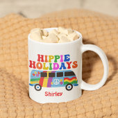 ヒッパイホリデーズカワイイレトロ70sカスタムクリスマス コーヒーマグカップ