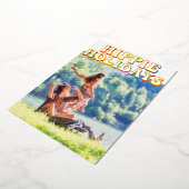 ヒッパイホリデーズカワイイレトロ70sファミリーフォト金ゴールド 箔シーズンカード (回転した状態)