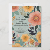 ヒッパイボホウォーター色フローラブライダルシャワー 招待状 (正面)