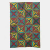 ヒッパイレッドブルーイエローグリーンエスニックトリップ（幻覚体験）のような自然 キッチンタオル (縦)