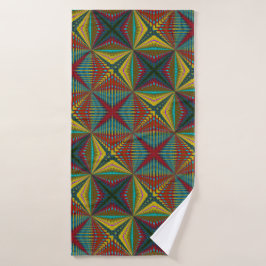 ヒッパイレッドブルーイエローグリーンエスニックトリップ（幻覚体験）のような自然 バスタオル