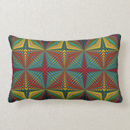 ヒッパイレッドブルーイエローグリーンエスニックトリップ（幻覚体験）のような自然 ランバークッション