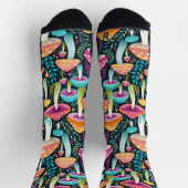 ヒッピカラフルーのキノコのフローラ(ピンクとブルー) ソックス (上部)