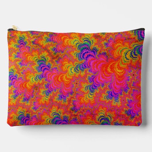 ヒッピサイケデリックーファンキーボホネオンレインボーフラクタル アクセサリーポーチ (正面)