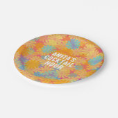 ヒッピトリップ（幻覚体験）のようなーサイケデリックレトロフローラデザイン ペーパープレート (アングル)